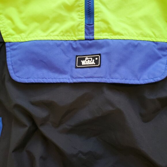 Woolrich Men's S Jacket Anorak 1/2 Zip Windbreaker Pullover VTG 90s Neon Green - Picture 2 of 10
